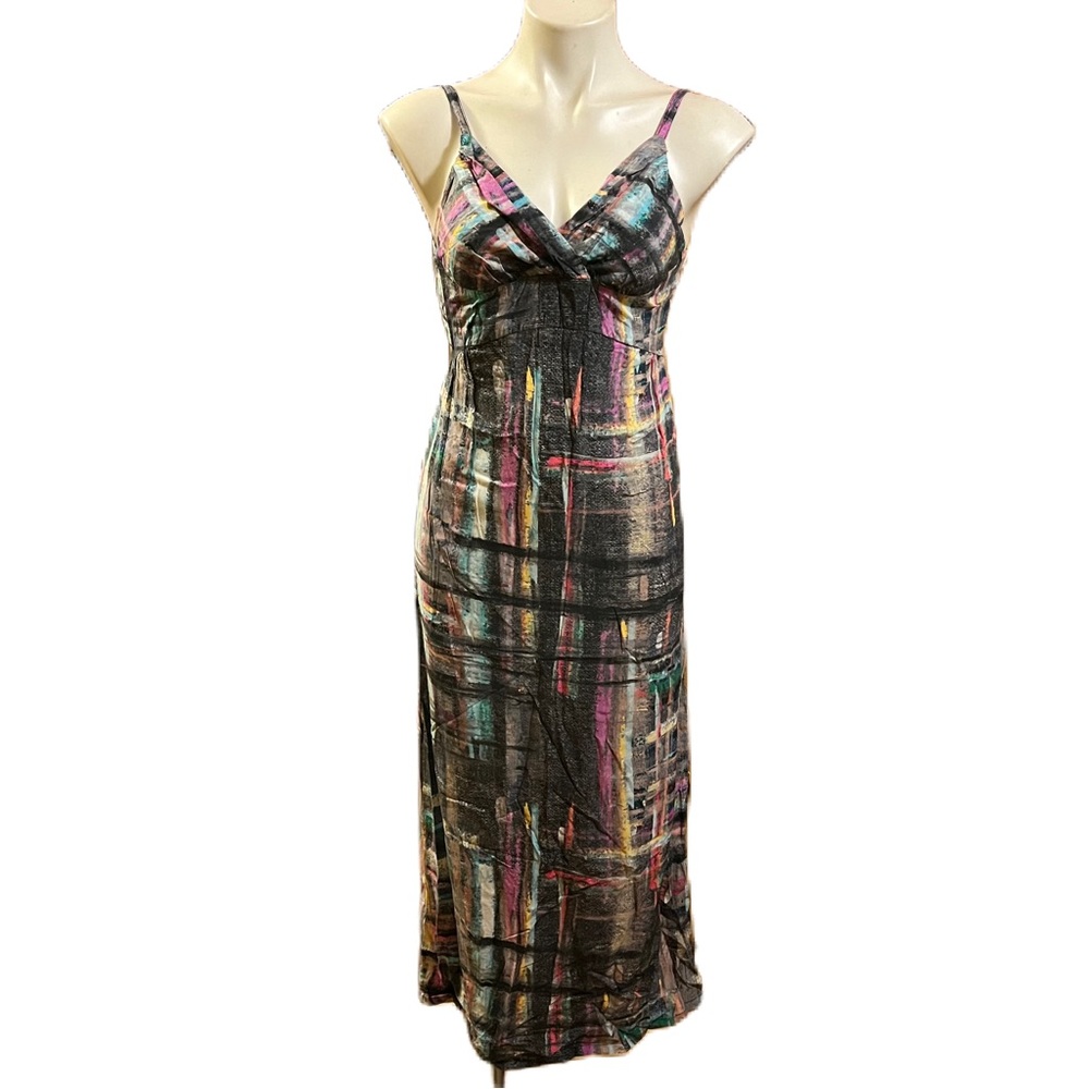 Hula Moon Jams World colorful maxi sundress with slit Sz Small